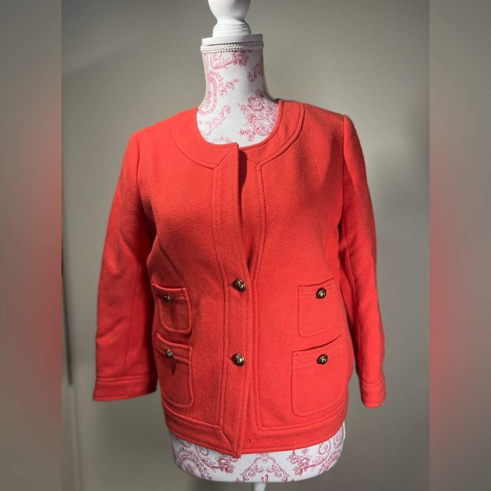 J. Crew Wool Blend Lined Coral Blazer Sz 2